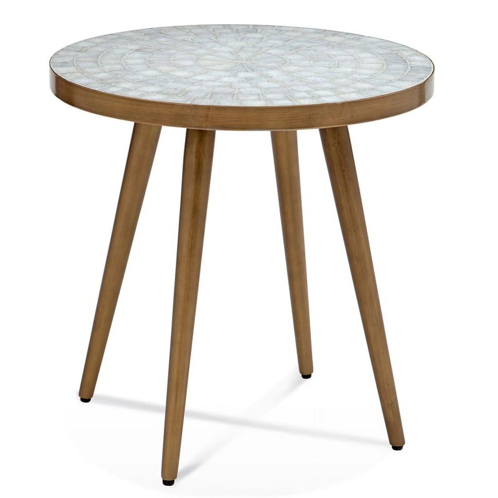White Marble Round End Table P463