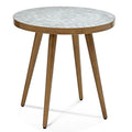 White Marble Round End Table P463