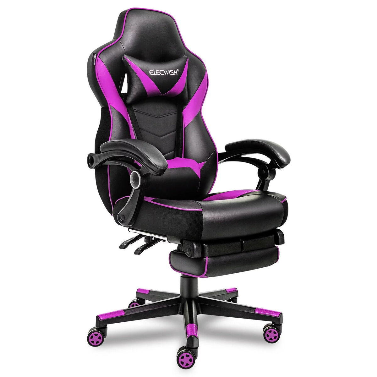 Gray Gaming Chair with Footrest W49862