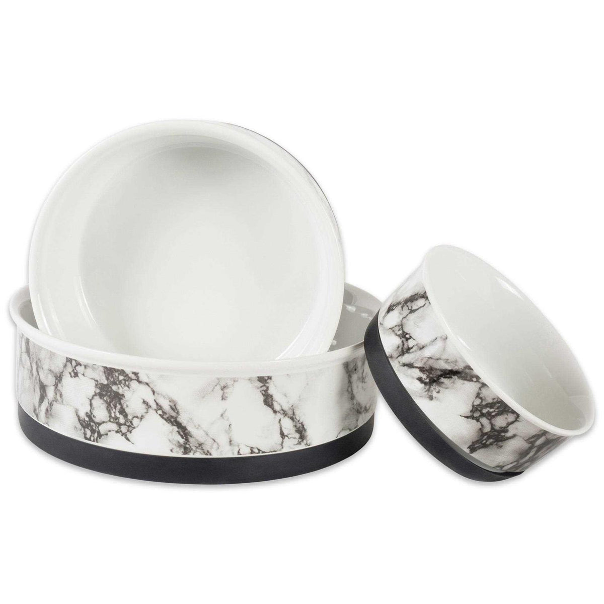 White Marble Pet Bowl Set of 2 E5289