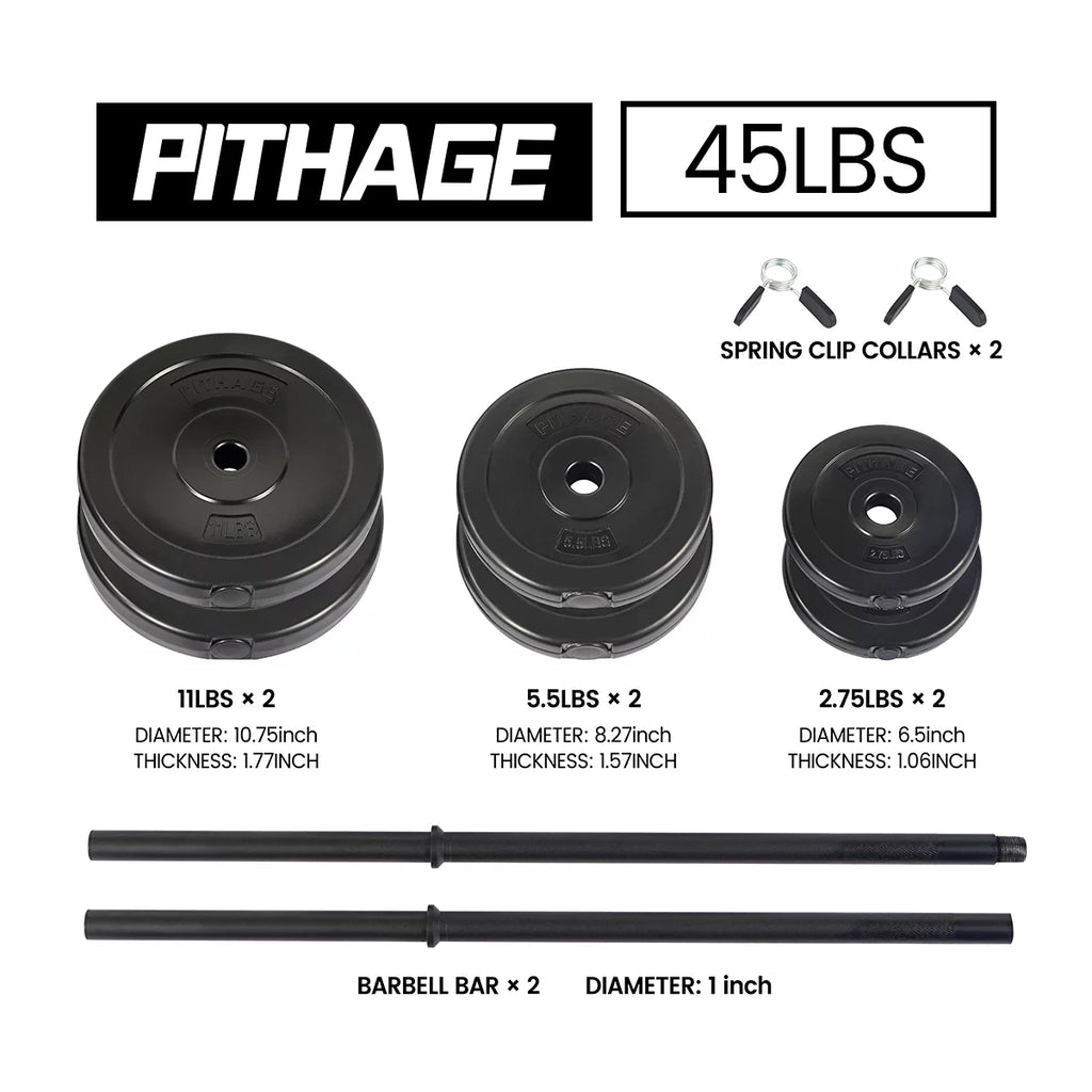 45 lbs Adjustable Barbell Weight Set T8685
