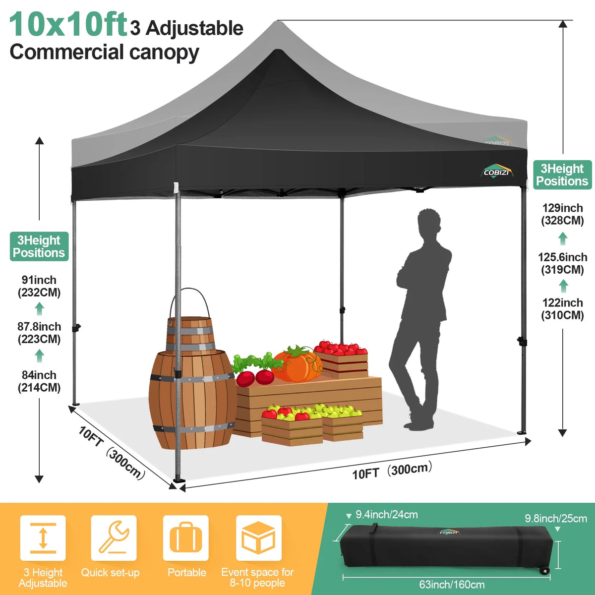 10'x20' Blue Pop Up Canopy Tent with 6 Removable Sidewalls V309