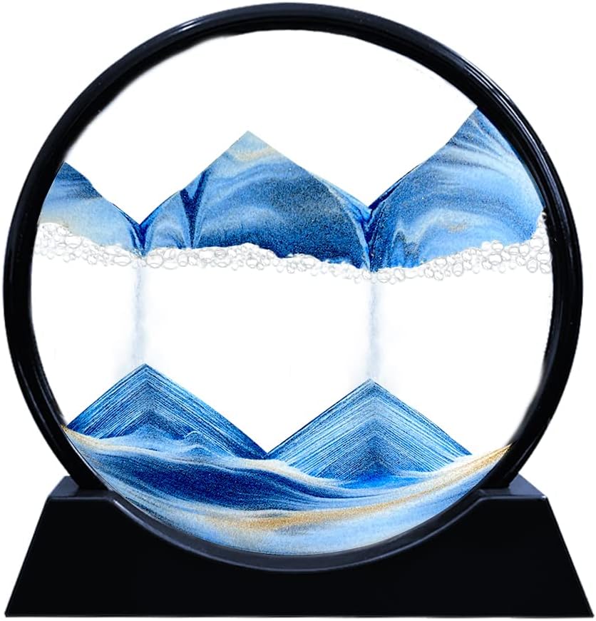 Moving Sand Art Picture Round Glass 3D Deep Sea Sandscape C66570