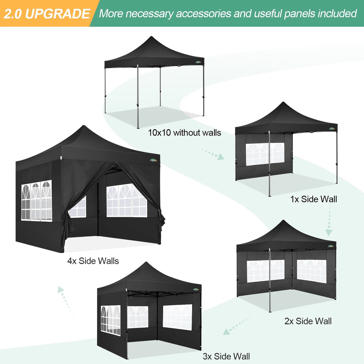 10'x20' Blue Pop Up Canopy Tent with 6 Removable Sidewalls V309