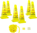 26” Caution Wet Floor Cones with Yellow Plastic Barrier Chain Y569222