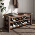 3 Tier Dark Brown Wood Shoe Storage Bench V7221