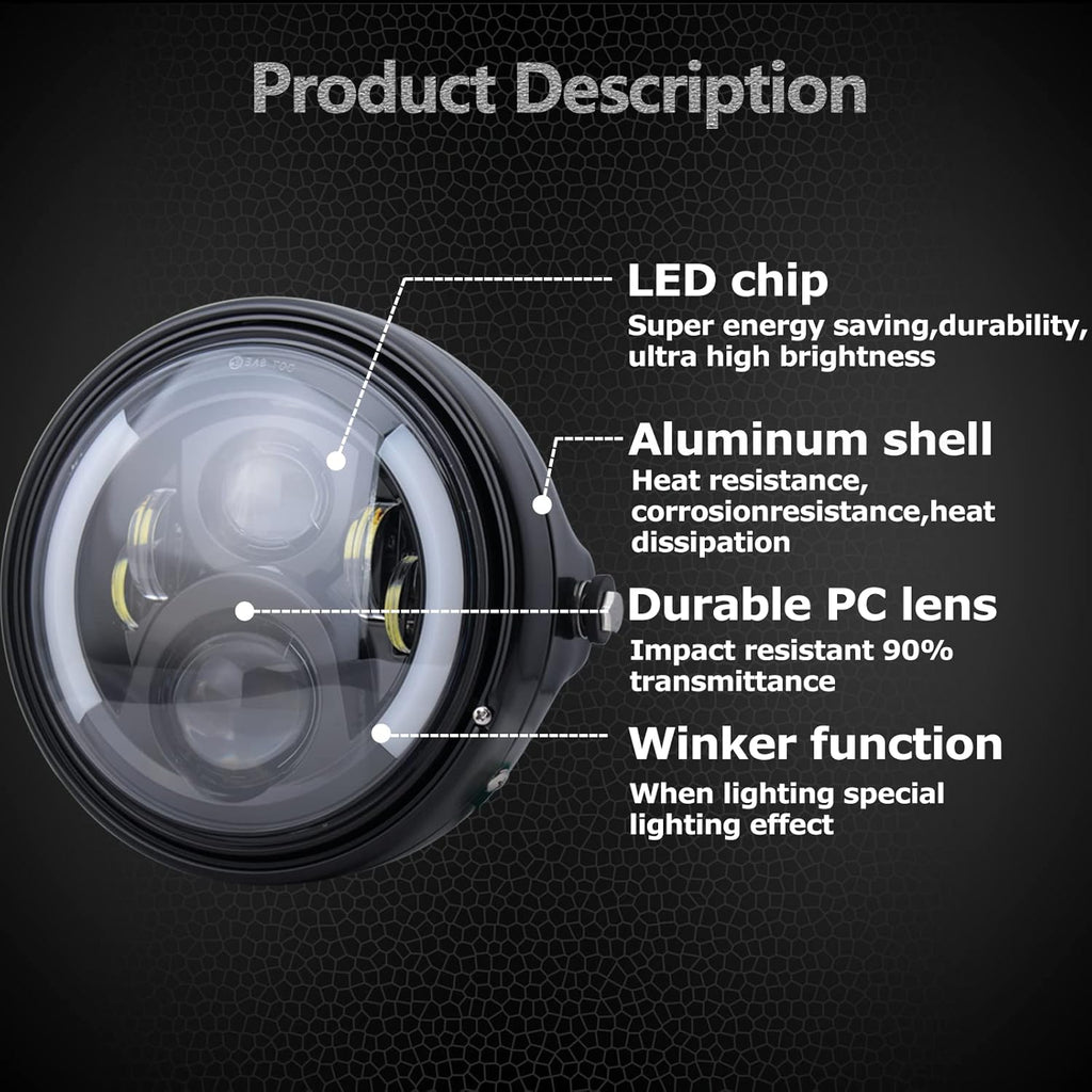 7Inch Round LED Motorcycle Headlights with Housing Bucket Mount Bracket B1613