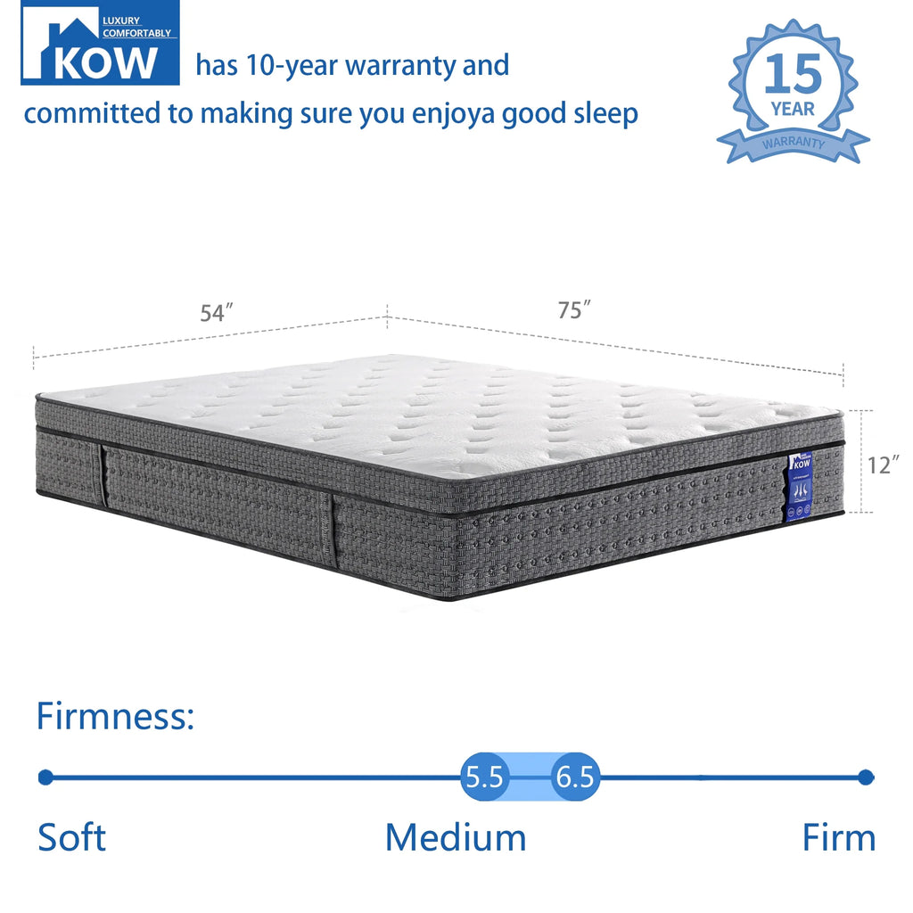 12 inch Full Size Gel Memory Foam Hybrid Mattress W589