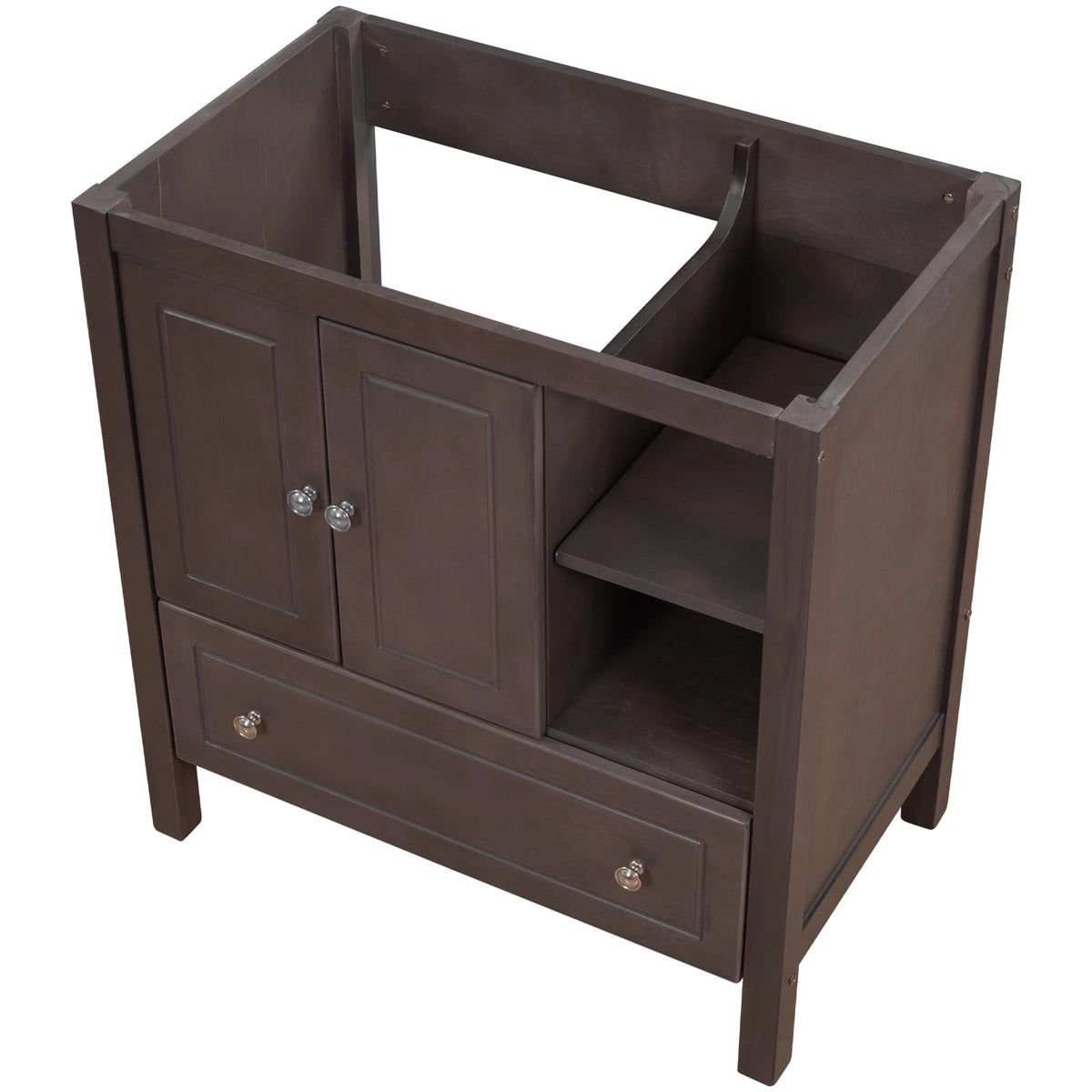 30" Brown Solid Wood Bathroom Vanity Base Only N2253