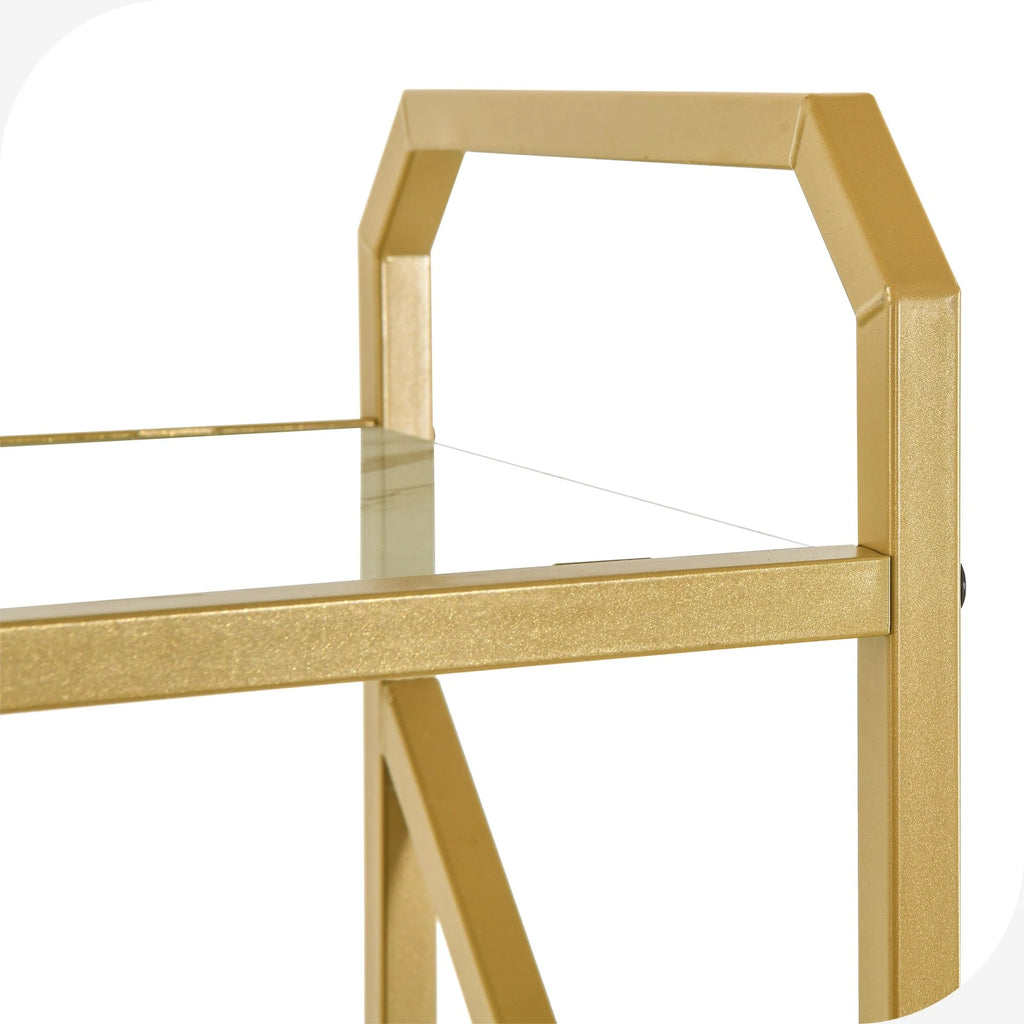 5-Tier 62-inch Gold Metal and Glass Bookshelf H717025