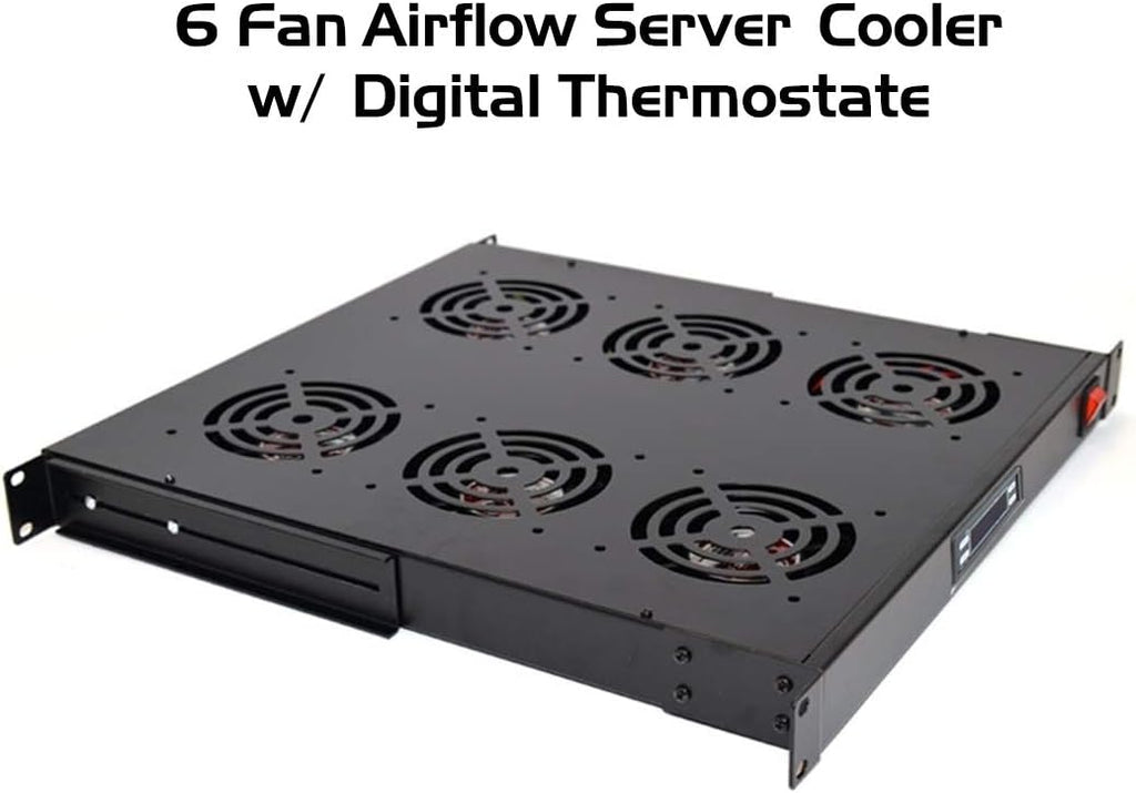 6 Cooling Fans for 19'' Wide Server Cabinet with Thermostat Gauge Pack of 2 I4044