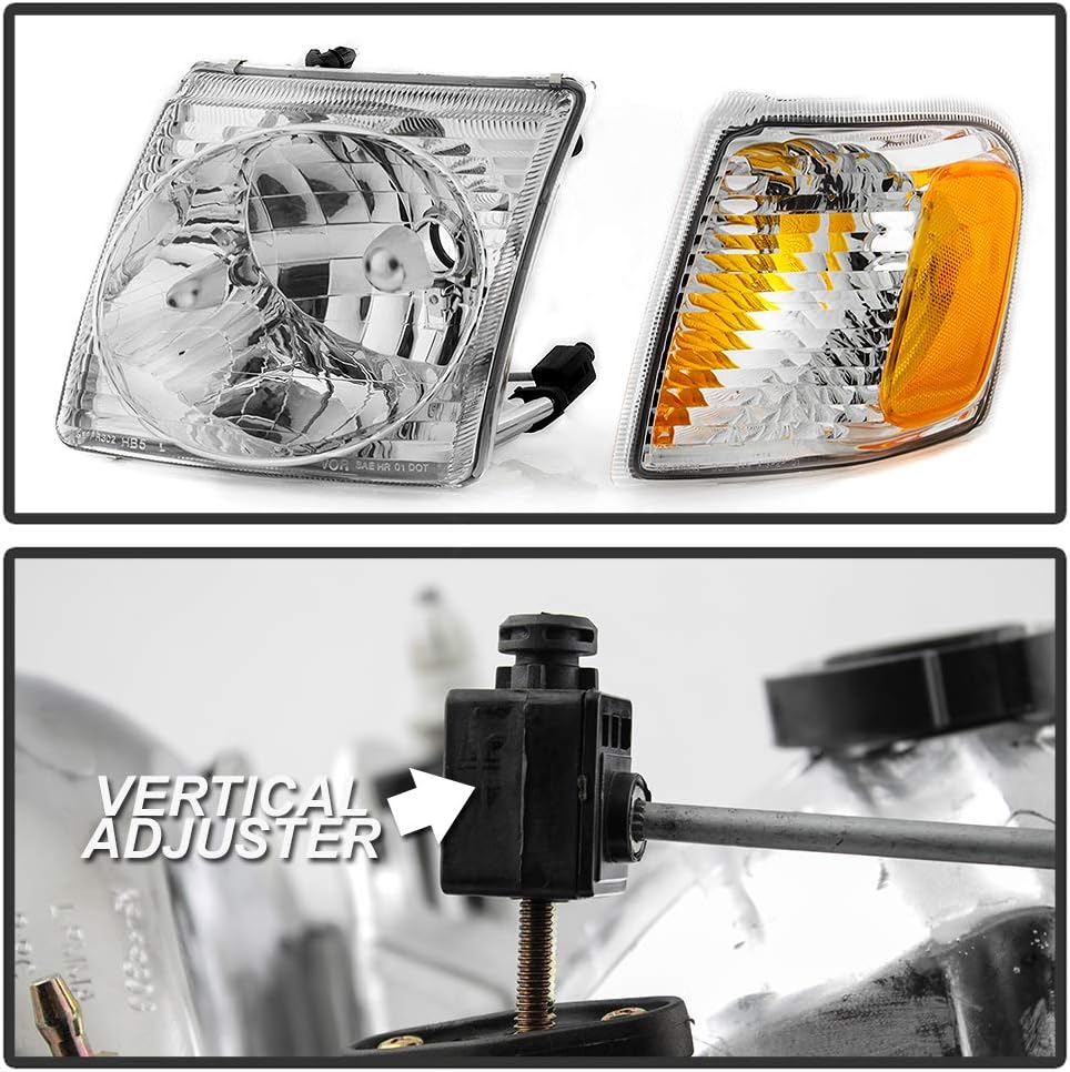 For 2001-2005 Ford Explorer Sport Trac Headlights Headlamps w/Corner Lights Signal Lamps 4PC Set Left+Right L8063