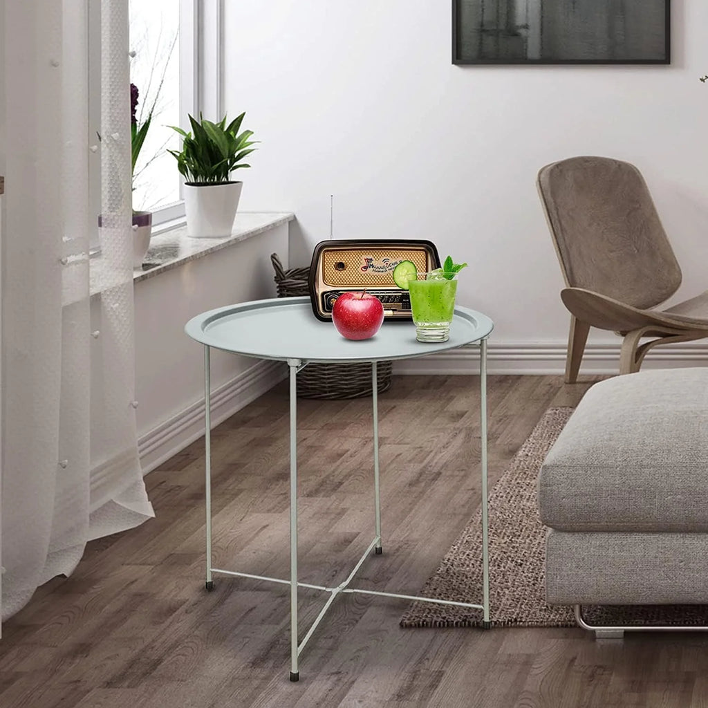 Black Round Metal Folding Tray Side Table C42697