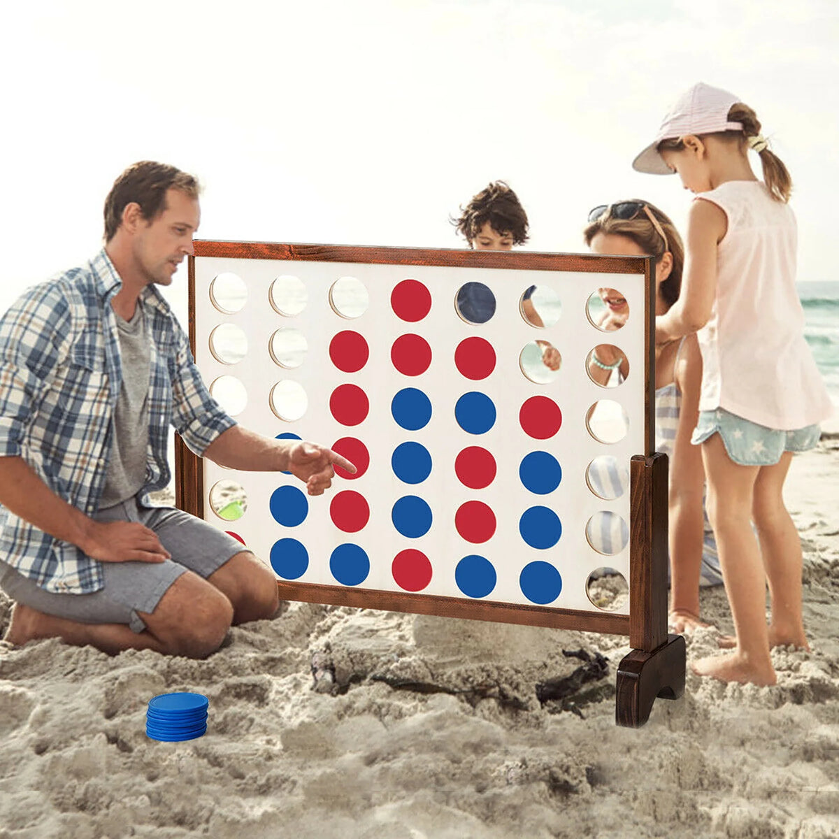 4 In A Row Wood Board Game with Carrying Bag B7735