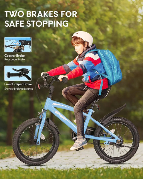 16 Inch Blue Kids Bike with Training Wheels C6035