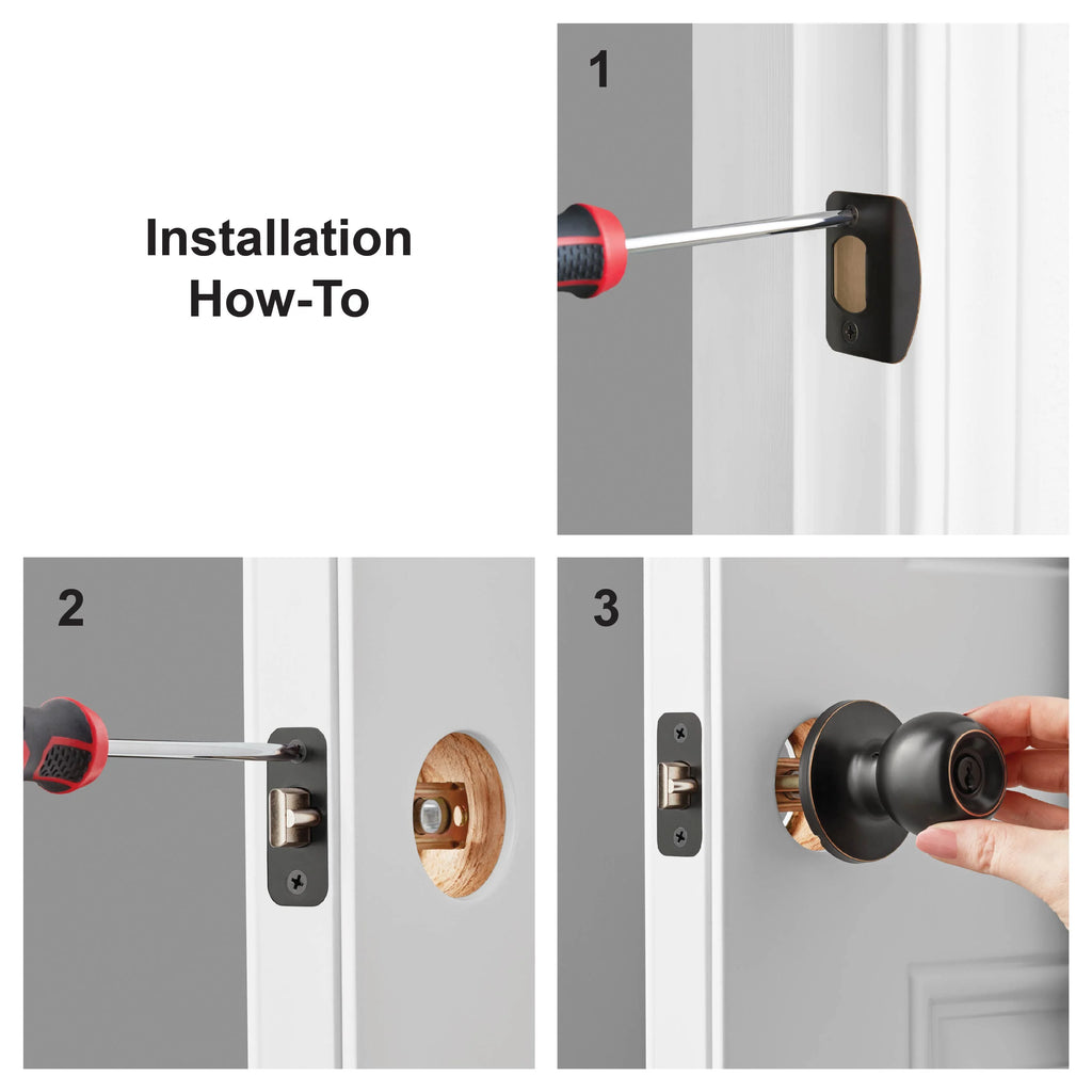 Oil-Rubbed Bronze Ball Locking Doorknobs Twin Pack R318