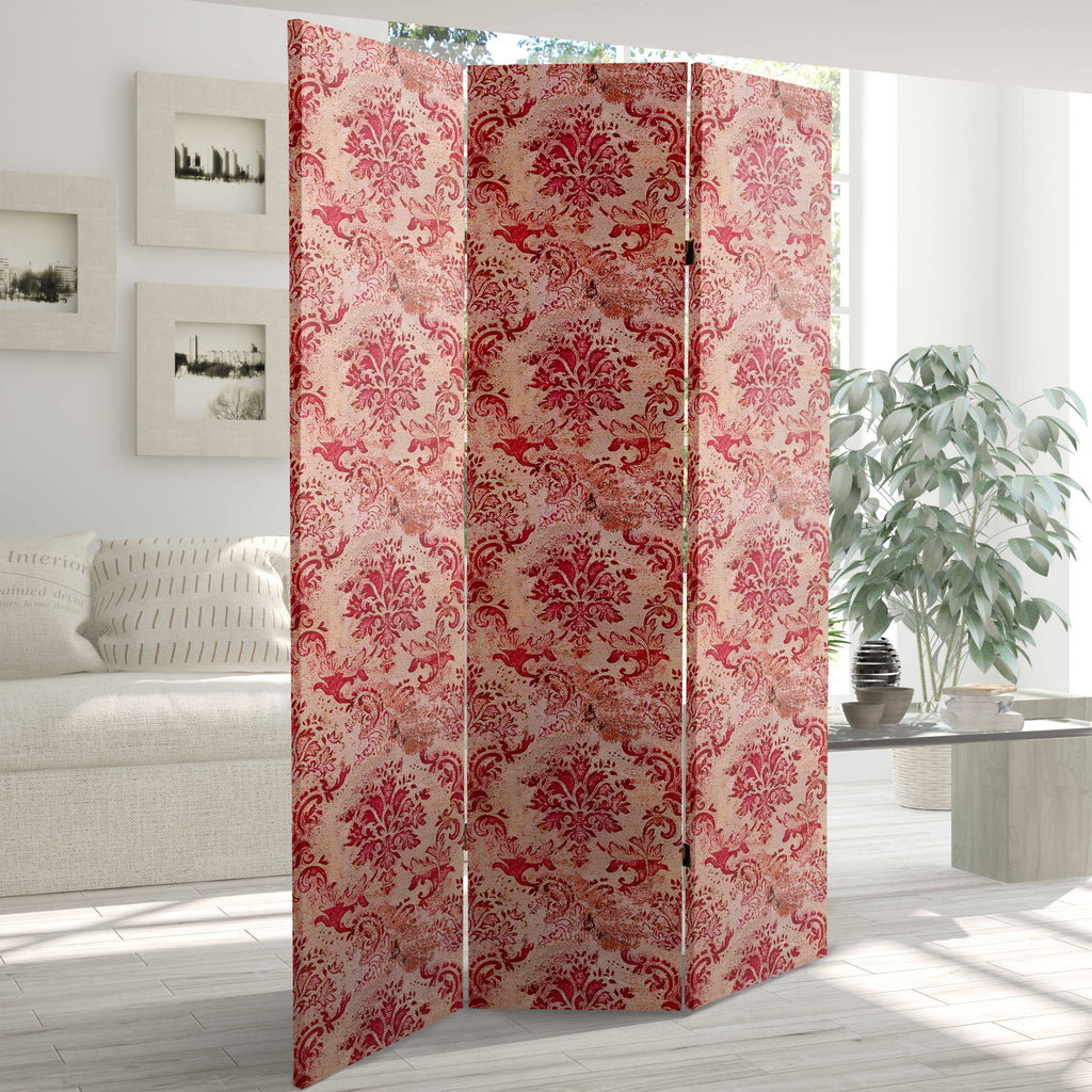 6 ft. Tall Aged Damask Canvas Room Divider B729188