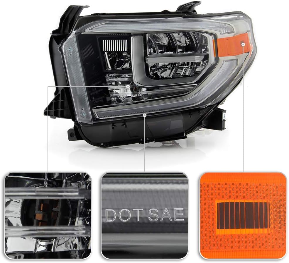 Smoked Chrome Housing LED Headlight Assembly Driver Side T882