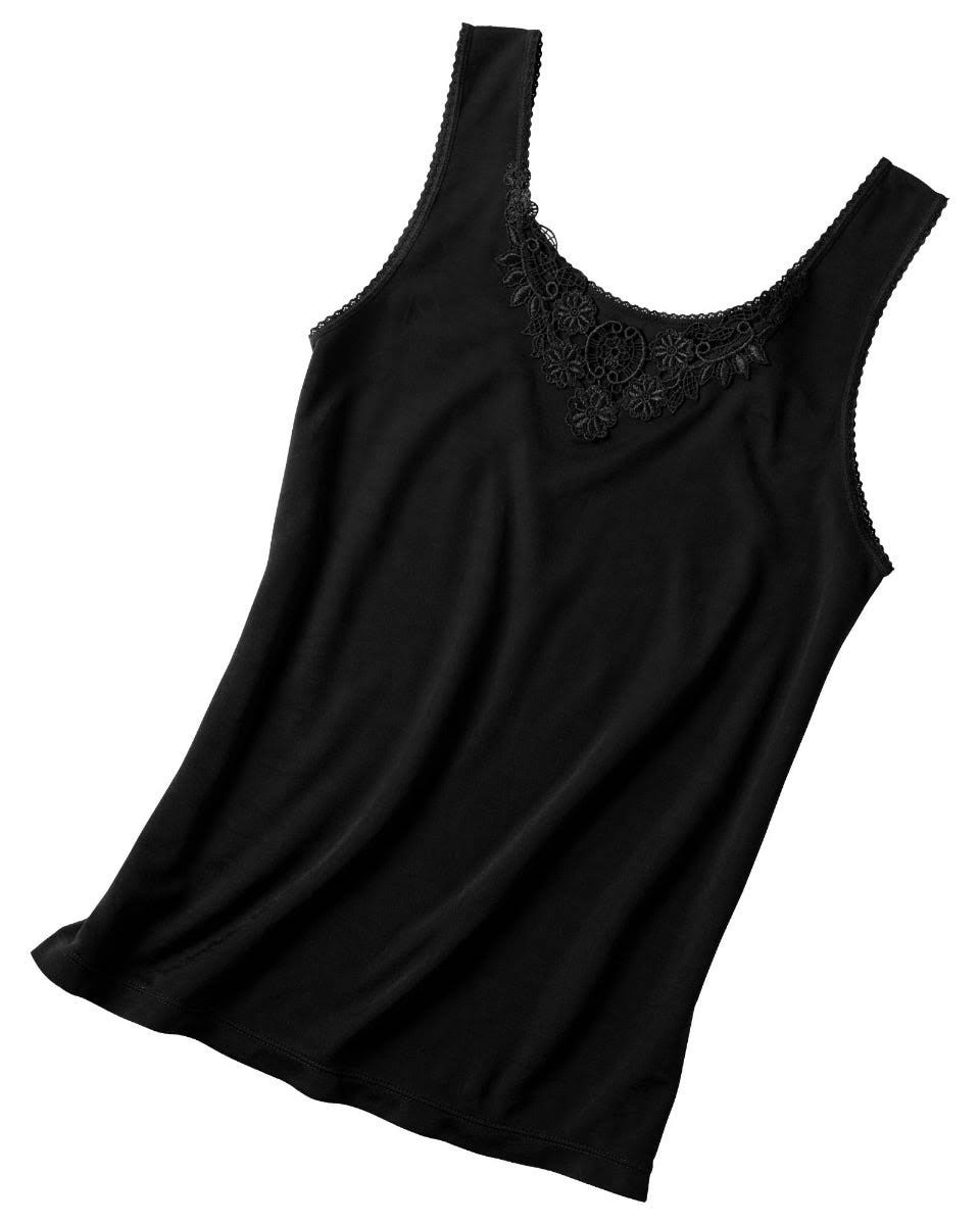 Scoop-Neck Camisole with Lace Trim Black 1X-Large I255996