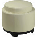 Round Beechwood Leather Storage Tray Ottoman P28828