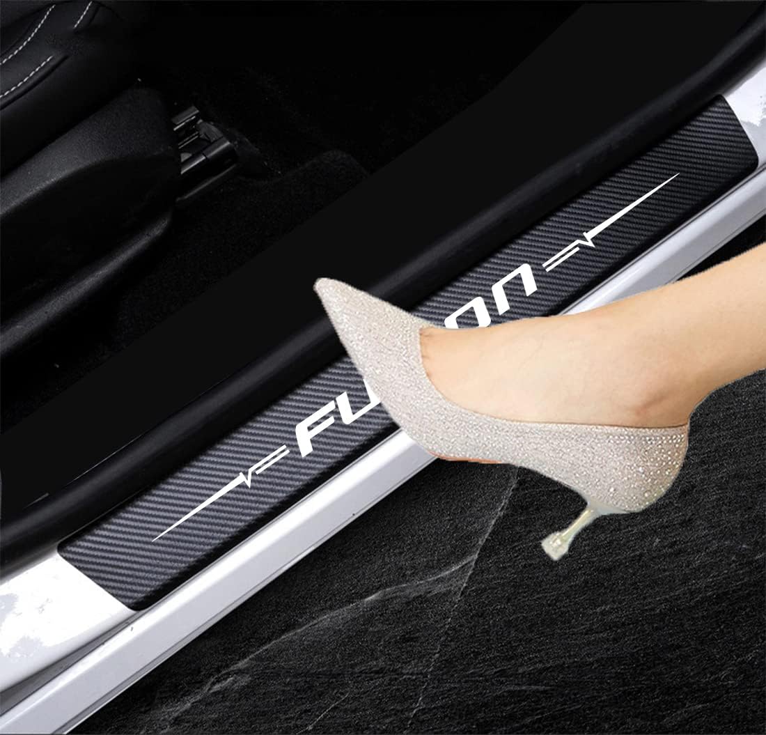 4D Carbon Fiber Reflective Door Sill Protector Stickers Q963