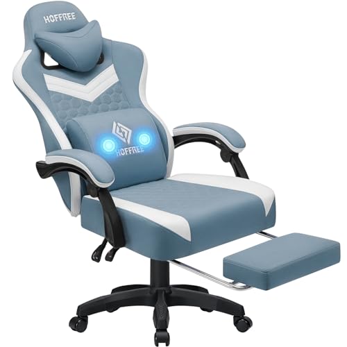 Fabric Gaming Chair with Footrest and Lumbar Support Green and White G871921