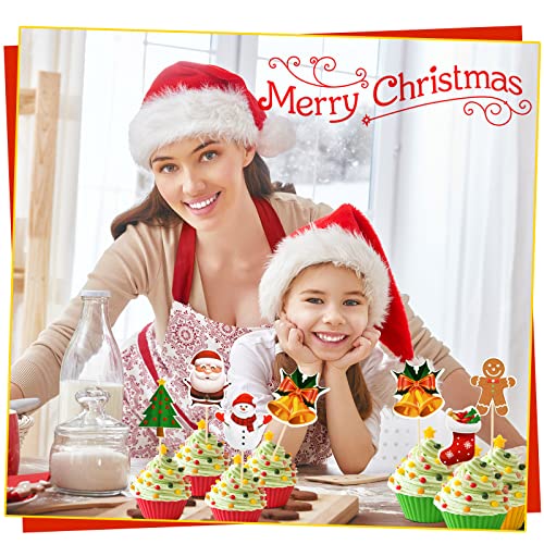 100 Pcs Christmas Cupcake Toppers Q912786