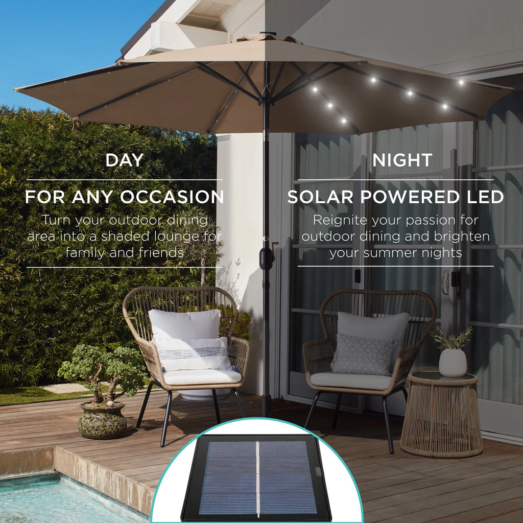 10ft Solar LED Lighted Patio Umbrella with Tilt Adjustment E5955