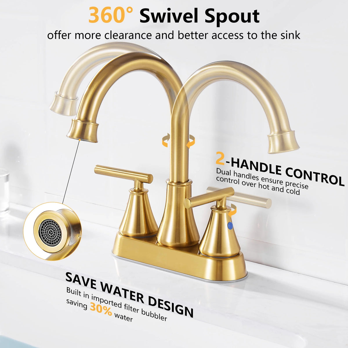 4 Inch 2 Handle Brushed Nickel Bathroom Sink Faucet A499