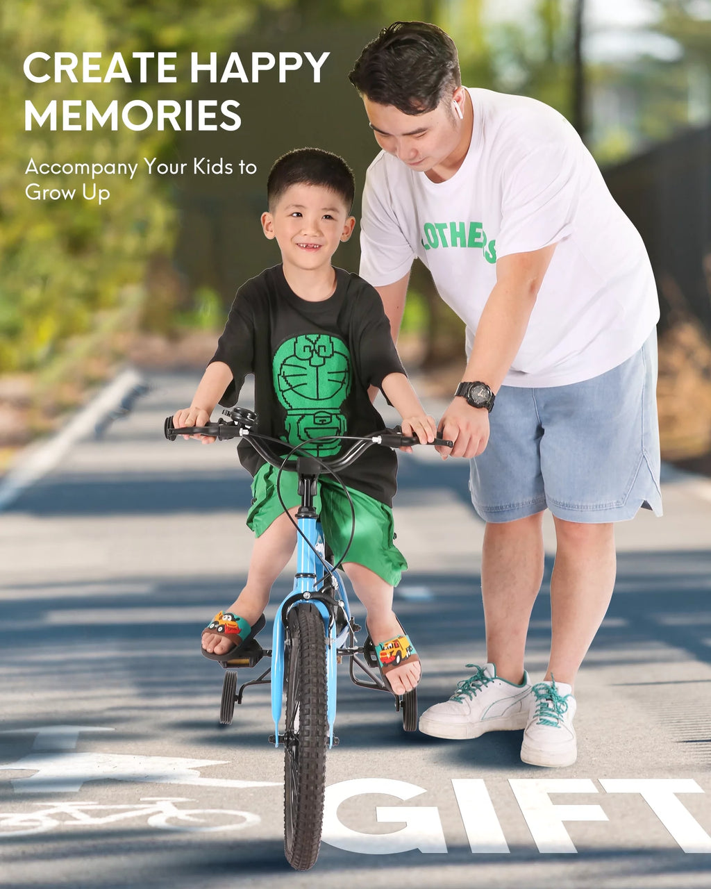 16 Inch Blue Kids Bike with Training Wheels C6035