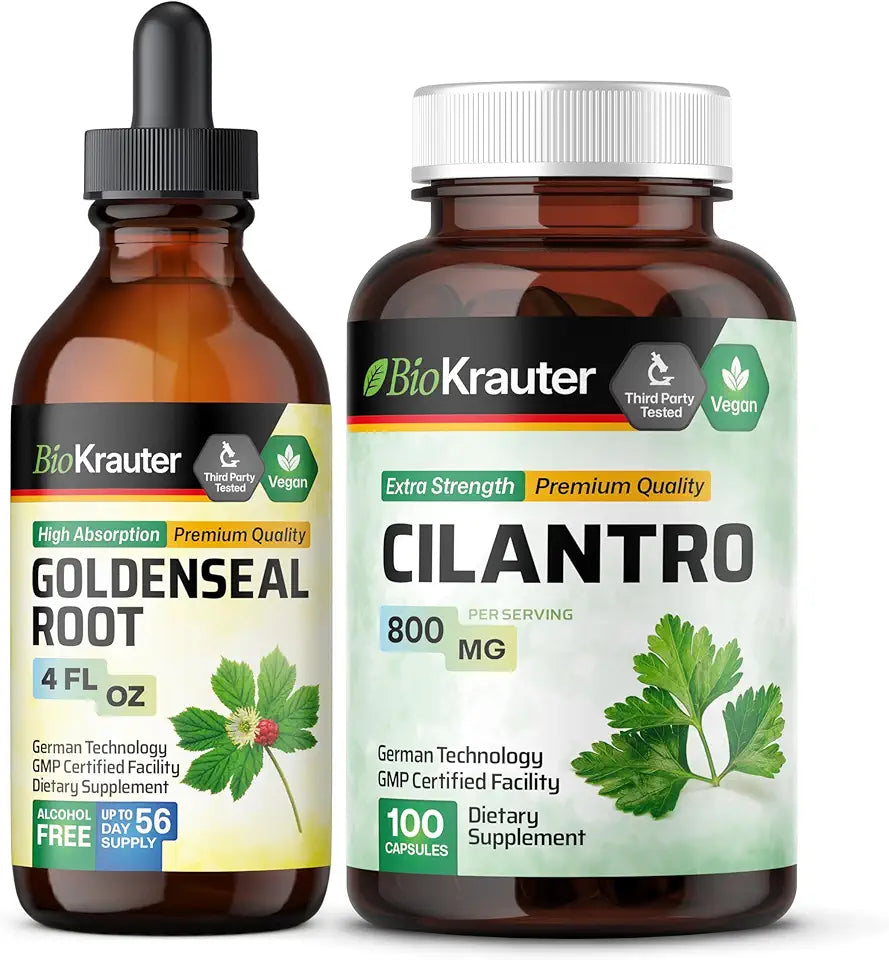 Goldenseal Tincture 4 Fl. Oz. & Cilantro 100 Capsules P7269
