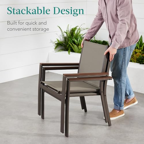 Set of 2 Stackable Outdoor Textilene Chairs with Armrests F4819