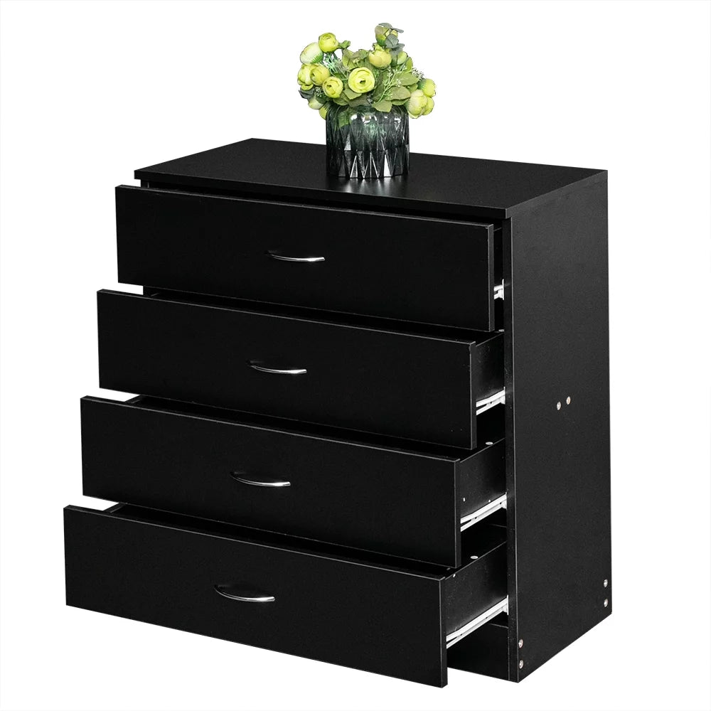 Black 4 Drawer Wood Nightstand C801919