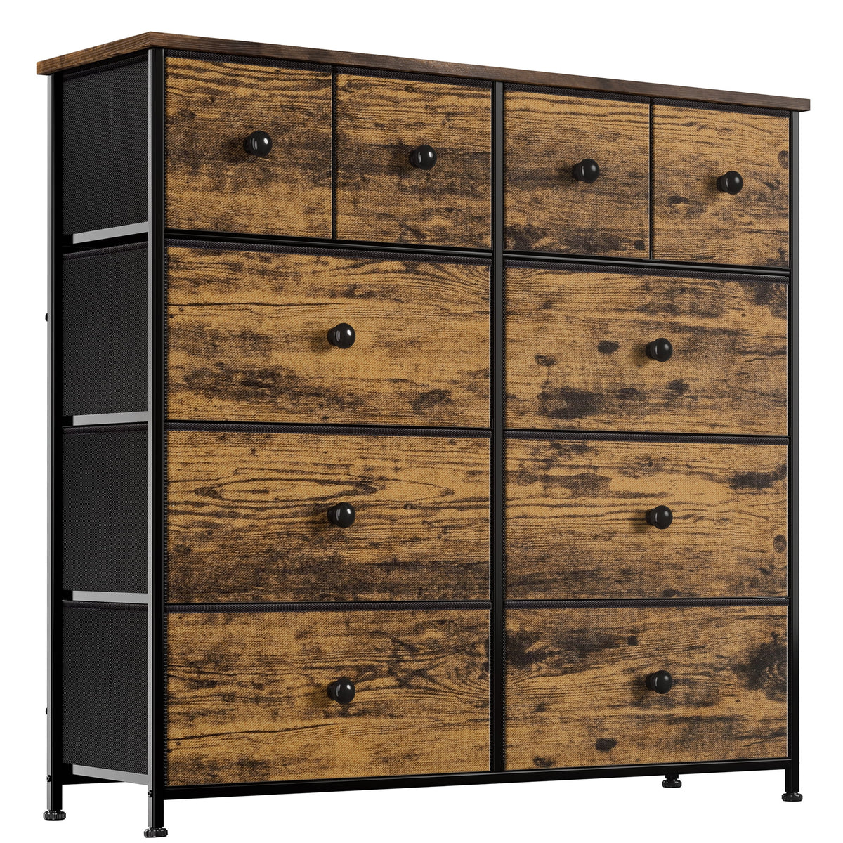 10 Drawer Fabric Dresser with Wood Top M570160