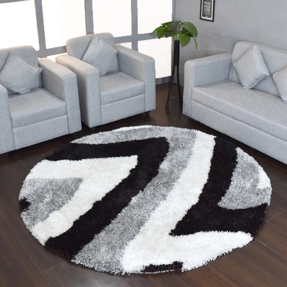 Hand Tufted Shag Polyester Round Area Rug Multicolor 10'x10' N7367