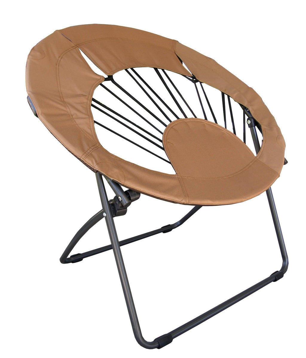 Bungee Chair Folding Round Steel Frame Brown U9724