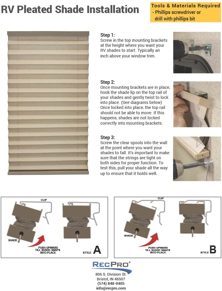 Cappuccino Pleated RV Window Shades 38 W x 24 L G558633
