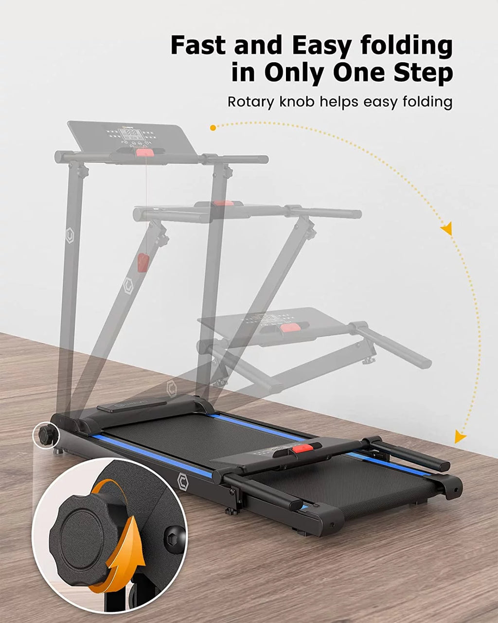 Folding Treadmill 2.25HP Portable Compact with 12 HIIT Modes D32029
