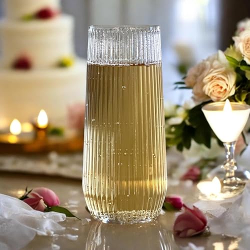 48 Pack 9 Oz Clear Stemless Plastic Champagne Flutes R141