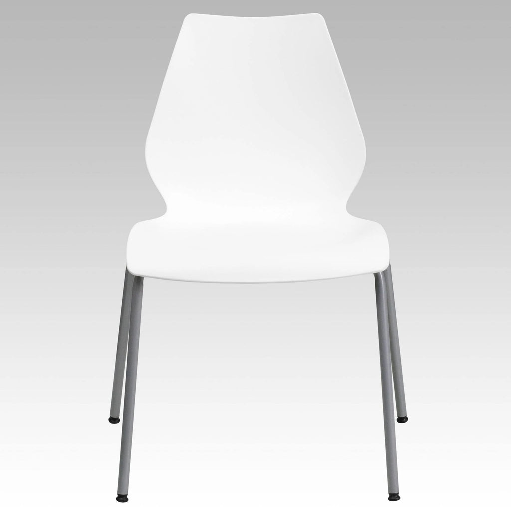 White Stack Chair with Lumbar Support R474