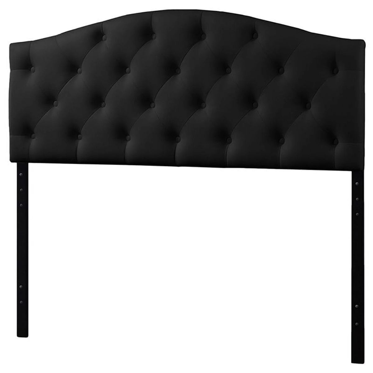 Black Faux Leather Tufted Queen Size Panel Headboard A1669