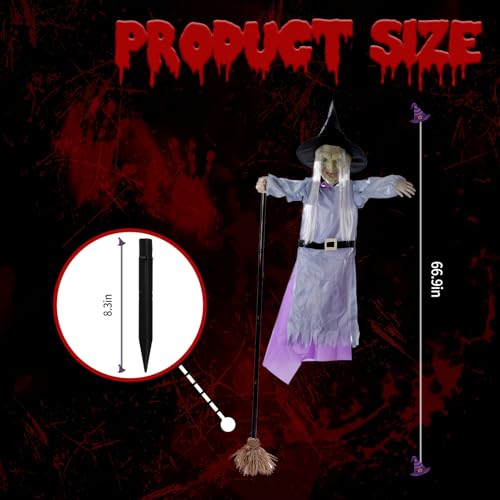Animated Hovering Witch Halloween Prop with Sound & Touch Sensor X5568