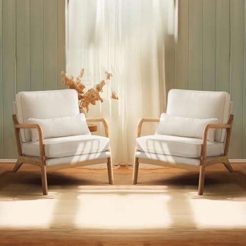 Beige Upholstered Fabric Accent Chairs Set of 2 A98853