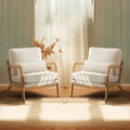 Beige Upholstered Fabric Accent Chairs Set of 2 A98853