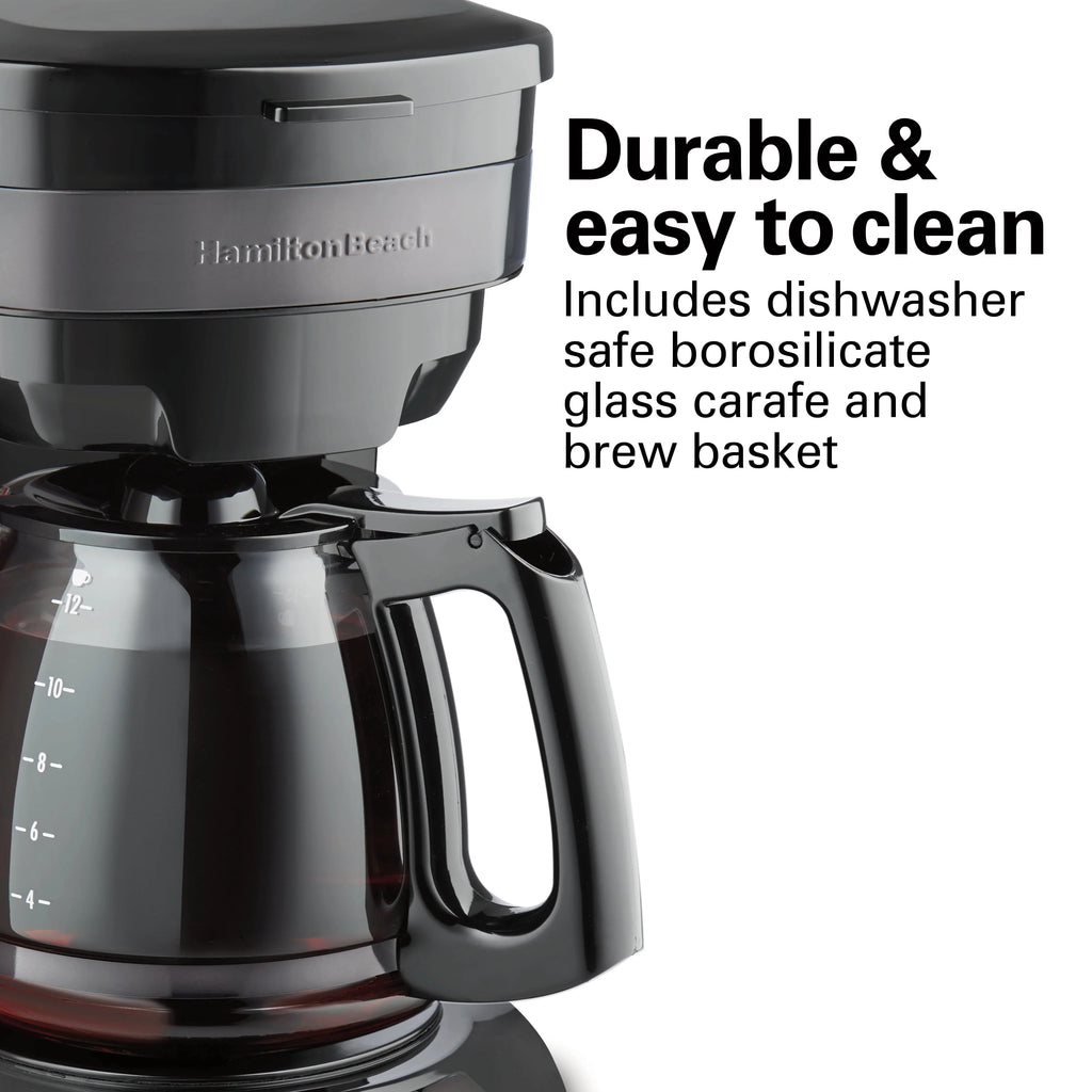 Programmable Coffee Maker, 12 Cup, Black Stainless Steel N665404