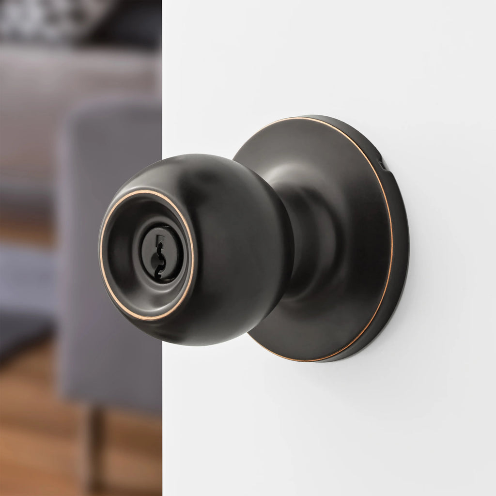 Oil-Rubbed Bronze Ball Locking Doorknobs Twin Pack R318