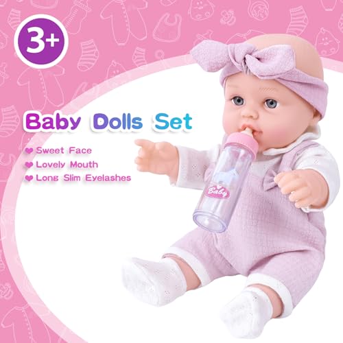 12'' Baby Doll Playset with Clothes and Carrier Accessories J5385