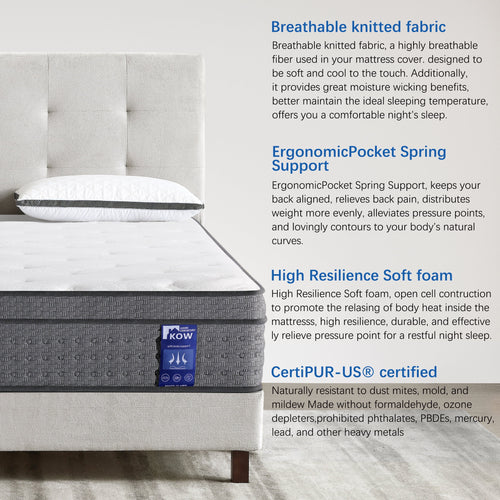 12 inch Full Size Gel Memory Foam Hybrid Mattress W589