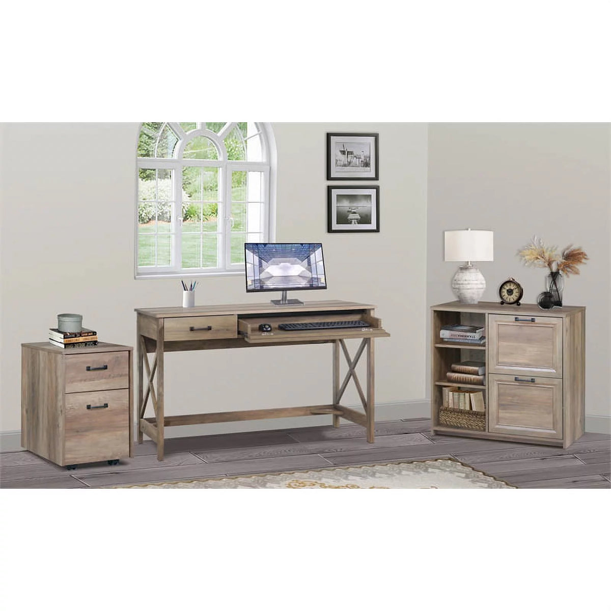 Rustic Oak Finish Mobile File Cabinet G88491