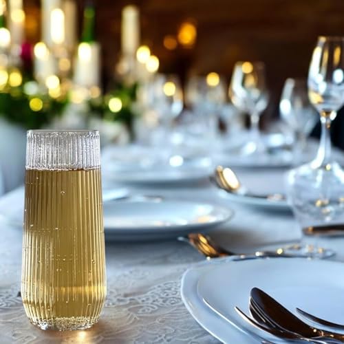 48 Pack 9 Oz Clear Stemless Plastic Champagne Flutes R141